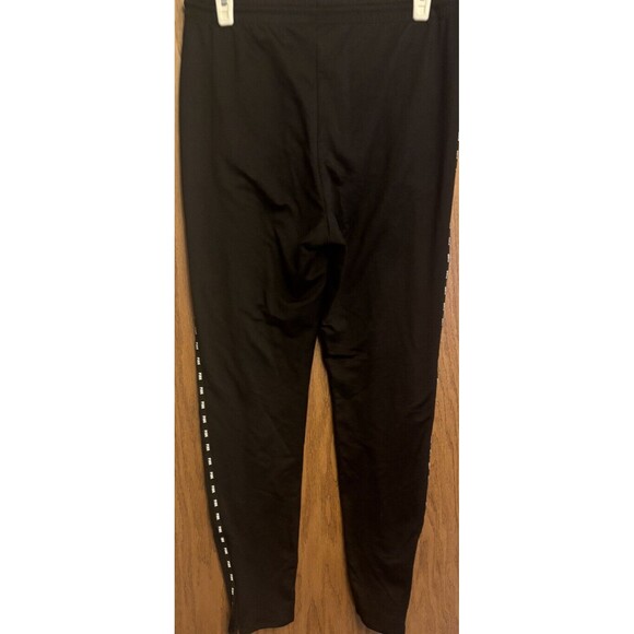 Pink Victoria Secret Tapered Track Pocketed Sweatpants Black Sz M Side Zippers - Picture 2 of 9